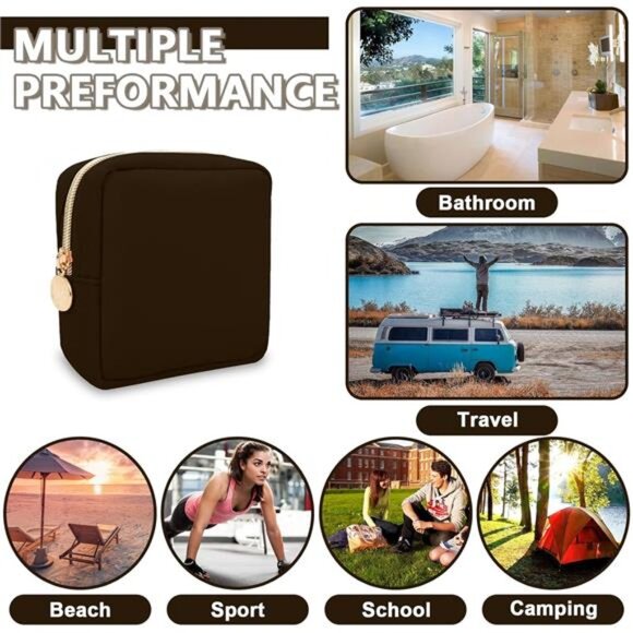 Mini Makeup Bag Cosmetic Pouch Travel Toiletry Organizer Nylon Zipper Purse - Picture 6 of 7